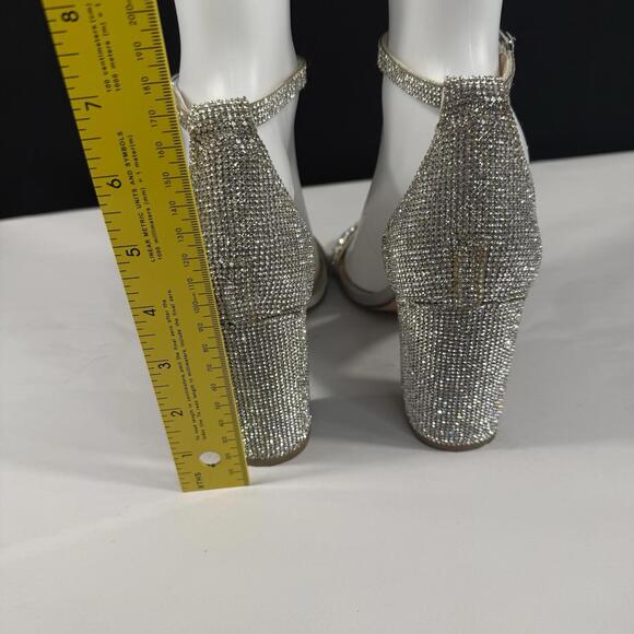 Steve Madden Tiaa ankle strap heels glass rhinestones size 8M evening party - Picture 7 of 9